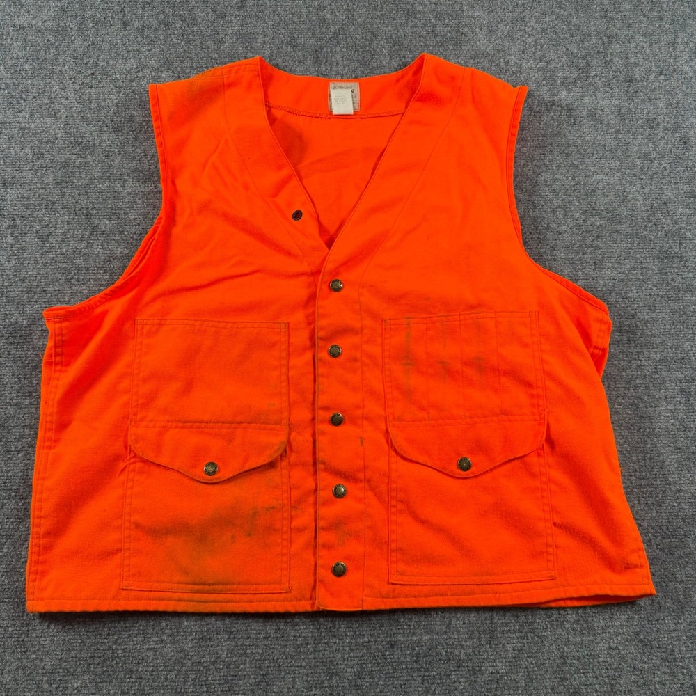 Filson Hunting Vest Mens 48 Orange Style 12 Blaze Acrylic Game Bag USA Made